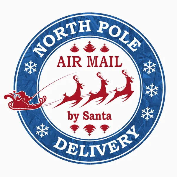 Estampado redondo navideño con silueta de Papá Noel sobre renos, elemento de diseño. — Vector de stock