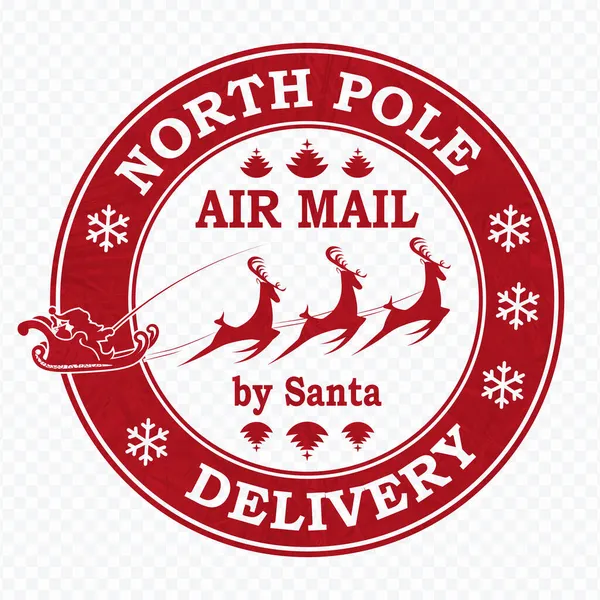 Boże Narodzenie Okrągły Czerwony Druk Santa Claus Mail Jeździ Sanie — Wektor stockowy