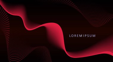 Siyah dizayn üzerine izole edilmiş soyut kırmızı parlak dalga çizgileri.