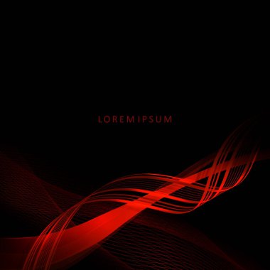 Kırmızı kıvrımlı şekil, siyah tasarımda hafif ağ dokusu.