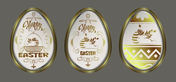 Ostern abstrakte goldene Farbe Ei mit Kaninchen Silhouette — Stockvektor