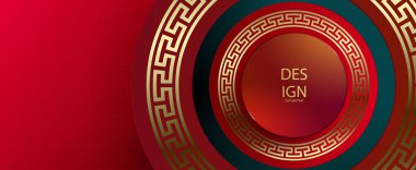 Kalıplı altın yuvarlak çerçeveli kırmızı doku bileşimi.