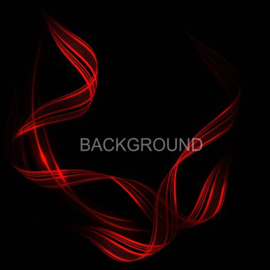 Siyah arkaplanda kırmızı tonda kıvrılmış soyut desen