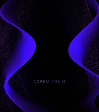 Eğri mavi şekiller ve siyah bir dizayn üzerinde hafif bir ağ dokusu..