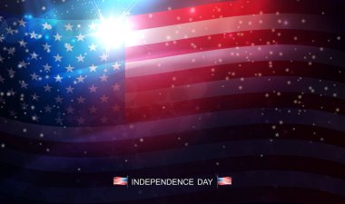 Amerika 'nın ulusal sembolü ABD bayrağının unsurlarıyla kaotik bir pankart..