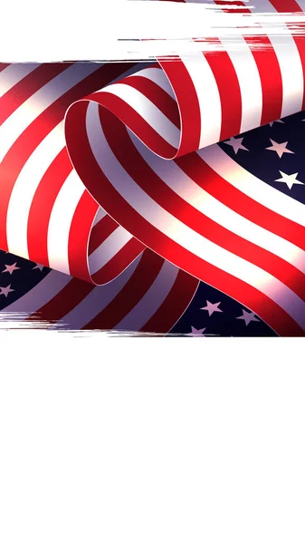 Banner with curvy America flag, USA national symbol, design element — Archivo Imágenes Vectoriales