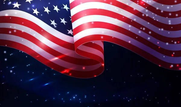 The best banner with the wavy USA flag, the national symbol of America — Stockový vektor