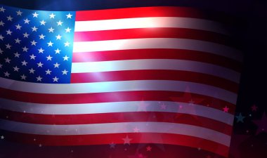 The best banner with the curved USA flag, the national symbol of America