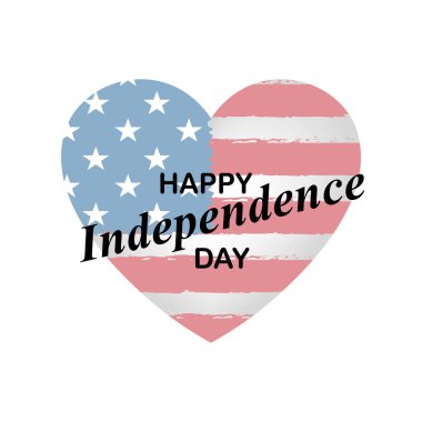 USA flag icon in heart shape, American national symbol