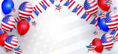 Balonlu beyaz pankart, ABD bayrağı, Amerika 'nın ulusal sembolü..