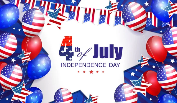 ABD bayrak unsurlu şenlikli mavi balon çizimi.