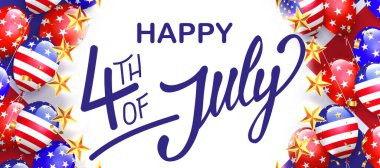 Amerikan bayrağının unsurları olan balonlu tasarım, altın süsleme.