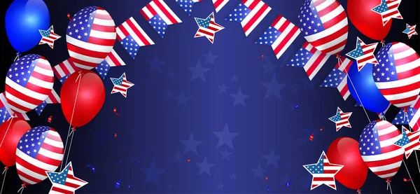 Composition Bleue Avec Ballons Élément Drapeau Américain Symbole National Amérique — Image vectorielle