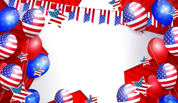 Illustration Avec Ballons Avec Élément Drapeau Américain Cadre Étoile Blanche — Image vectorielle