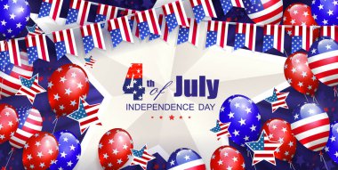 Balonlu pankart, Amerika sembollü bir çelenk, ABD Bağımsızlık Günü.