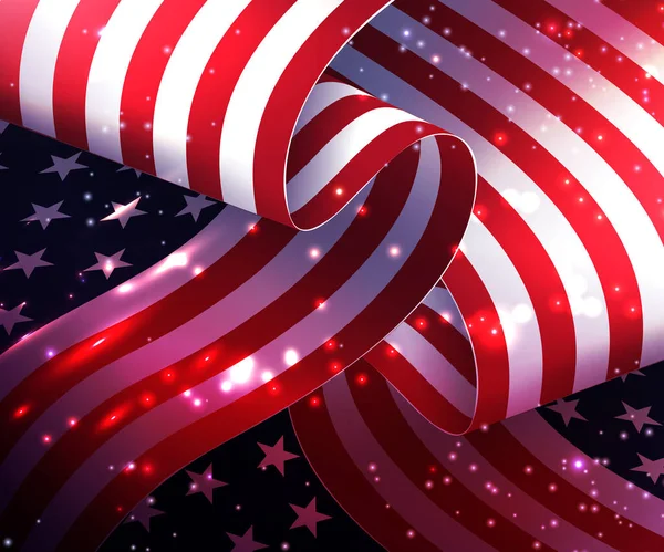 Gorgeous Composition Curved Usa Flag Sparkling Mosaic — Vettoriale Stock