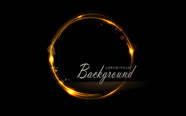 Isolated Frame Golden Hue Bright Glitter Black Background — Archivo Imágenes Vectoriales