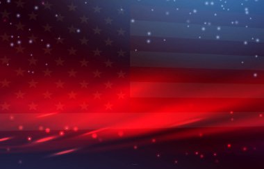 Abstract composition of flag of America with bright sparkling glitter