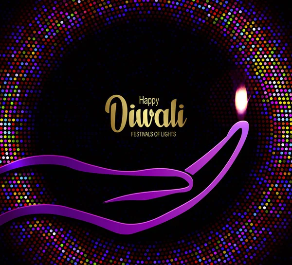 Indian Festival Happy Diwali Purple Background Indian Hindu Festival Lights — Stockový vektor