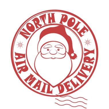 Noel Baba 'nın şapkalı, kar taneli, tasarım bileşenli baskısı.