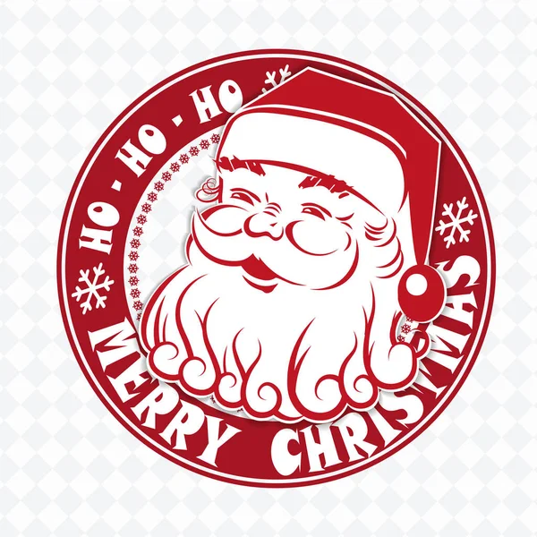 Impresión Redonda Con Cara Feliz Santa Claus Elemento Diseño Navidad — Vector de stock