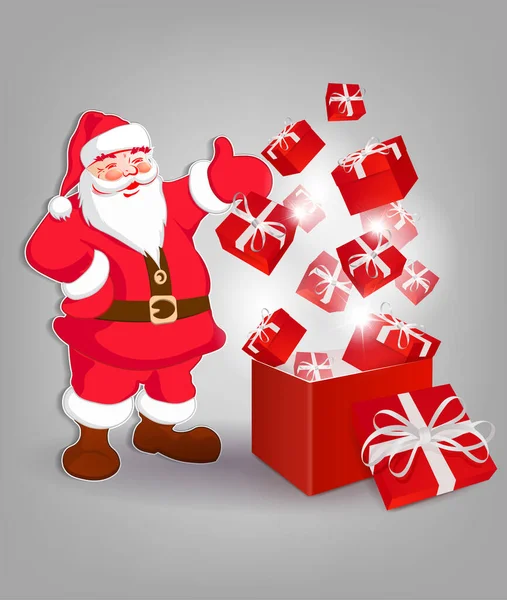 Père Noël Isolé Avec Boîtes Cadeaux Rouges Élément Design — Image vectorielle