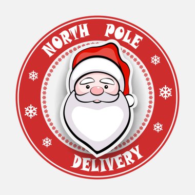 Noel Baba 'nın kırmızı şapkalı, kar taneli, tasarım bileşenli baskısı.