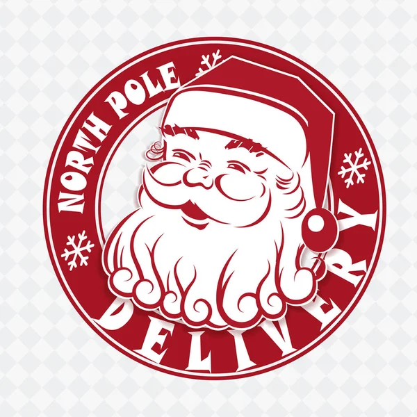 面带微笑的圣诞老人圆形印章 圣诞设计元素 — 图库矢量图片