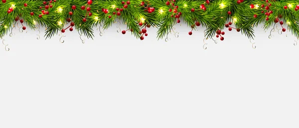 Noel ağacının filizinden bir çelenk, kırmızı böğürtlen ve parlak yıldızlar.