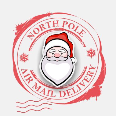 Yuvarlak desenli, şapkalı ve tasarım bileşenli bir Noel Baba tasarımı..