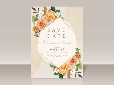 Beautiful Hand Drawn Roses Wedding Invitation Card