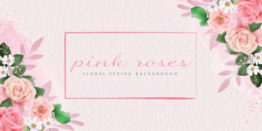 Wedding invitation card with beautiful hand drawn pink rose