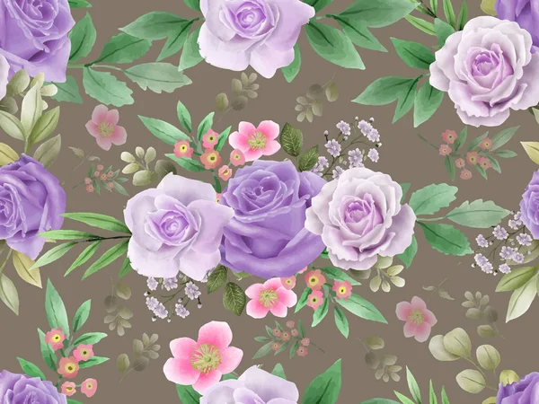 Romantic Purple Roses Seamless Pattern — Stockvektor