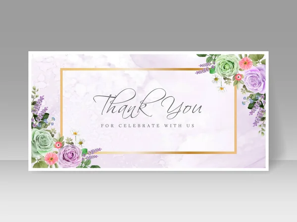 Elegant Hand Drawing Wedding Invitation Card Floral Design — Stockový vektor