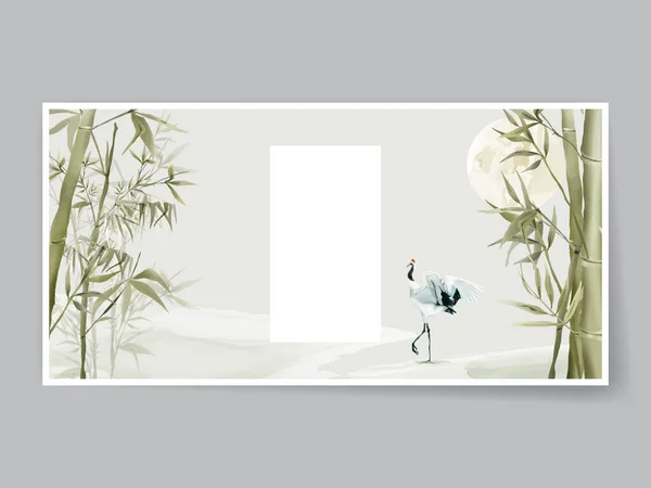 Elegant background set with bamboo hand drawn