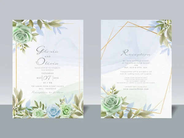 Elegant wedding invitation card template floral watercolor