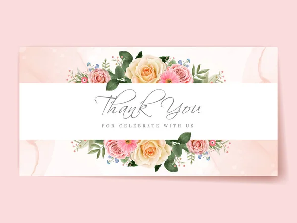Beautiful hand drawing floral wedding invitation card