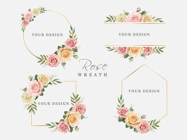 Beautiful Set Hand Drawing Floral Wreath — Image vectorielle