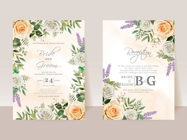 Romantic floral watercolor wedding invitation card set