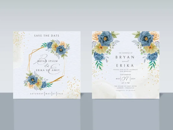 Belle Carte Invitation Mariage Floral — Image vectorielle