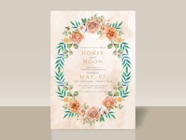 Güzel çiçek ve arılar düğün davetiyesi