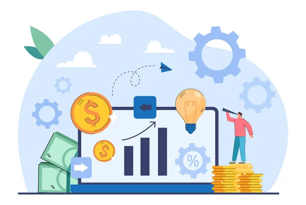 Alternatif finansal hizmetlere dayalı ticari yenilik. Dijital para birimi piyasası ya da döviz kuru, finansal teknoloji düz vektör çizimi. Fintech, startup, ekonomi, banner için finansman kavramı