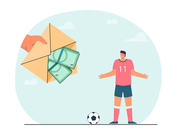 Χέρι Που Προσφέρει Χρήματα Φάκελο Στον Ποδοσφαιριστή Πρόσωπο Που Αγοράζει — Διανυσματικό Αρχείο