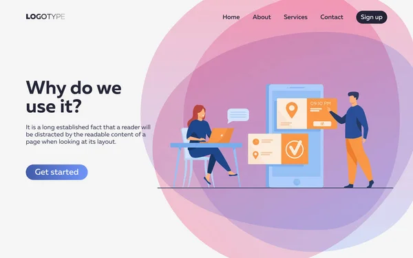 Mensen Die Online Afspraak Boekingsapp Gebruiken — Stockvector