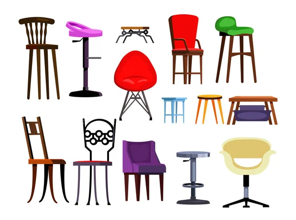 Chaises Illustrées Différentes Chaises Sur Fond Blanc Peut Être Utilisé — Image vectorielle