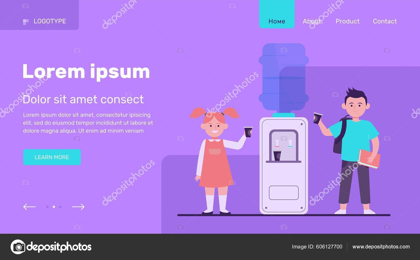 happy-children-drinking-water-cooler-stock-vector-by-pch-vector-606127700