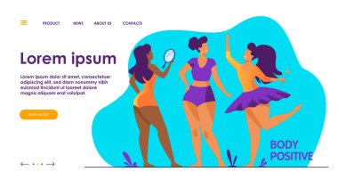 Mutlu kızlar düz vektör çizimlerine hayran.