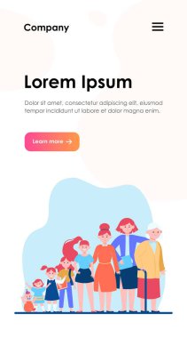 Farklı yaş ve düz vektör çizimlerinde çizgi film kadını. Kadın karakteri çocukluktan yaşlılığa doğru büyüyor. Nesil ve yaşam gelişimi kavramı