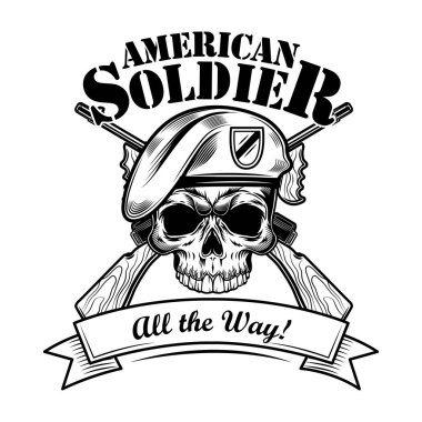 Hava kuvvetleri asker vektör çizimi. Çapraz riffles ve a; yol metni ile kafatası. Amblem ya da dövme şablonları için askeri ya da askeri kavram