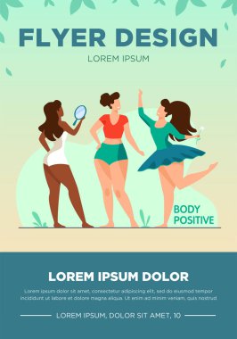 Mutlu kızlar düz vektör çizimlerine hayran.